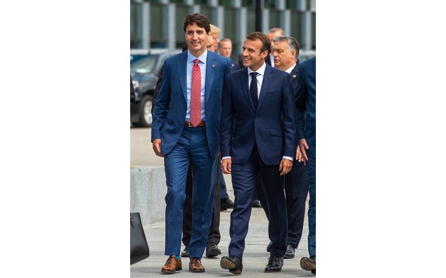 Emmanuel Macron et Justin Trudeau, Premier ministre canadien